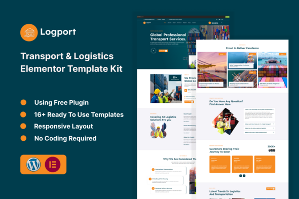 Logport - Transport & Logistics Elementor Template Kit