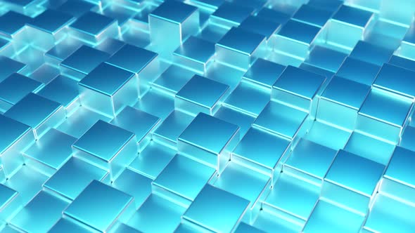 Abstract Blue Metallic Background From Cubes