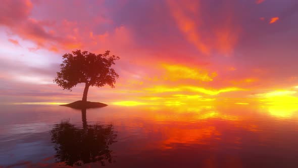 Beautiful Sunset Reflected In Water