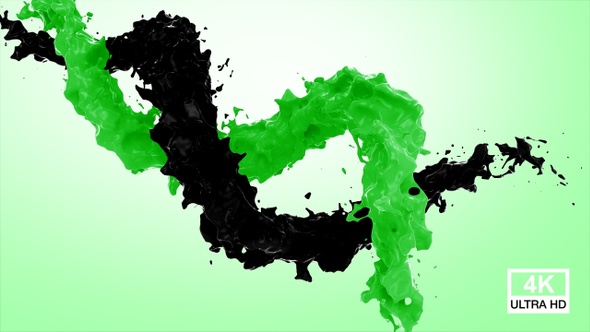 Green And Black Paint Flow Mixed 4K