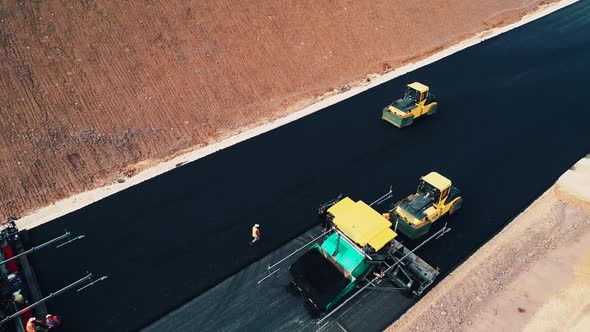 Construction Of A Highway, Laying Of Asphalt