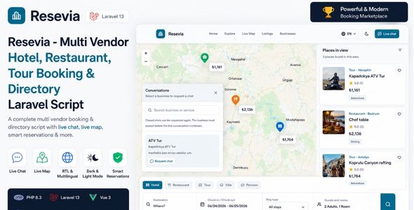 Resevia - Multi Vendor Hotel, Restaurant, Tour Booking & Directory Laravel Script