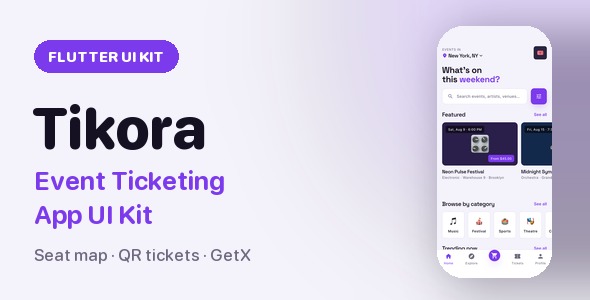 Tikora | Flutter Event Ticketing UI Kit
