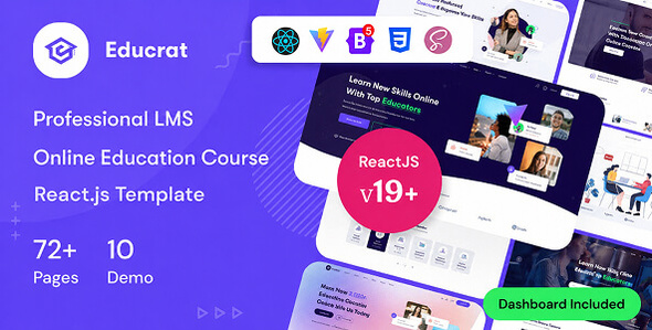 Educrat - Online Courses & Education ReactJs Template (React 19)