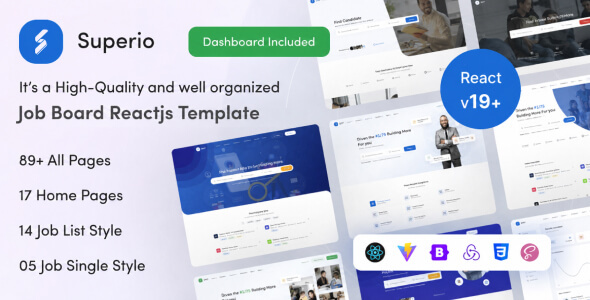 Superio – Job Portal & Job Board ReactJS Template (React 19)