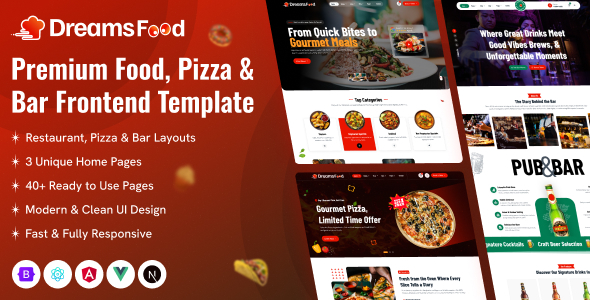 Dreams Food - Restaurant, Fast Food, Pizza & Cafe HTML Template
