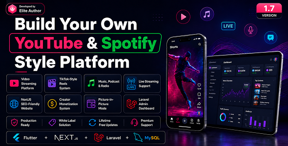 DTTube – Video, Reels, Music, Podcast & Live Streaming Flutter App + NextJS Website + Laravel Admin