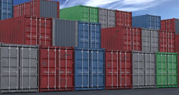 Stacks of Cargo Shipping Containers Seamless Loop