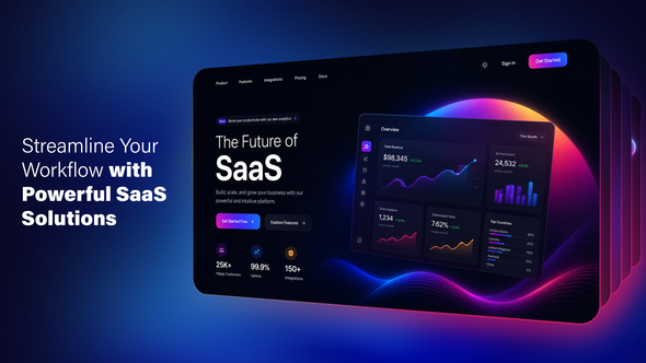 Animated SaaS Website Promo and App Presentation Template