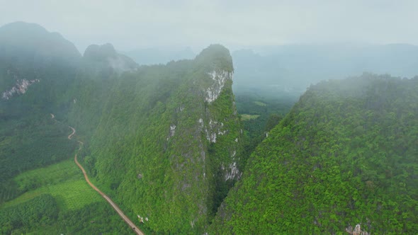 Drone fly over beautiful mountains (Heaven's Gate of Chumphon)