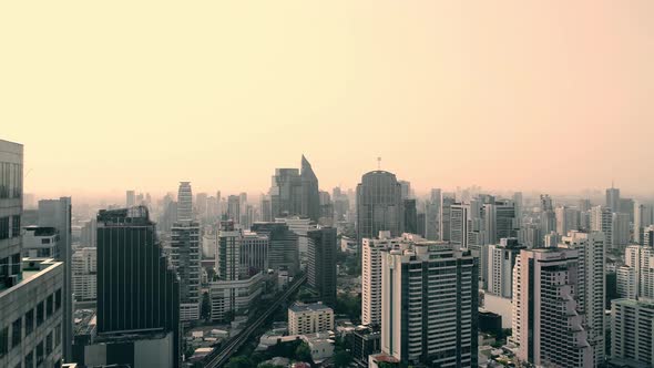 4k Aerial city view of Bangkok dowtnown, Flying over Bangkok, Thailand.