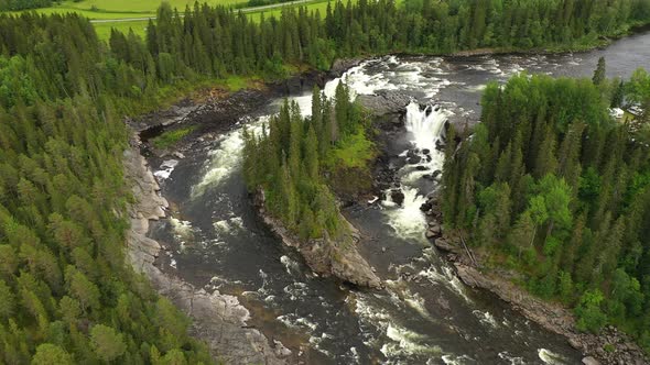 Ristafallet Waterfall in the Western Part of Jamtland