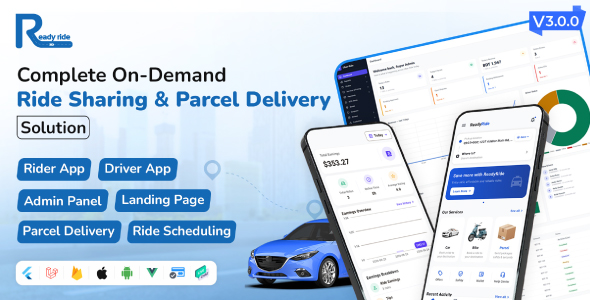 ReadyRide – Complete Ride Sharing Rider & Driver Mobile Apps with Web Admin Panel  | RiderShare App