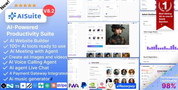 AI Suite – All-In-One SaaS AI Website Builder, Live Chat, AI Image, AI Video Generator, Gemini AI