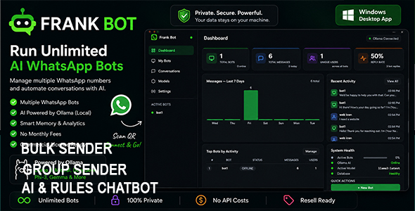 Frank Bot  | Windows Desktop Software for Managing Multiple AI WhatsApp  Bots
