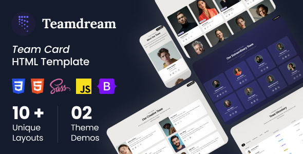 Teamdream | Responsive Team Card Bootstrap Template