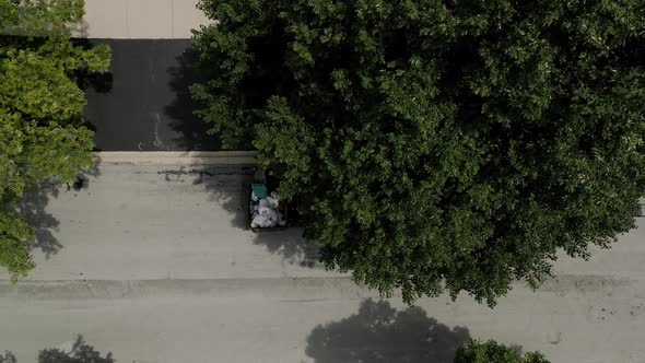 Aerial Drone View of Garbage Collection for Recyclable Materials