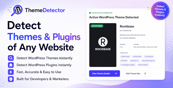 WordPress Theme Detector | Shopify Theme Detector | Magento Theme Detector React NextJS script