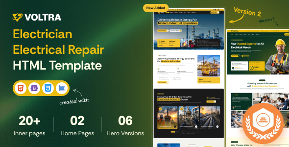 Voltra - Electrician Electrical Repair HTML Template