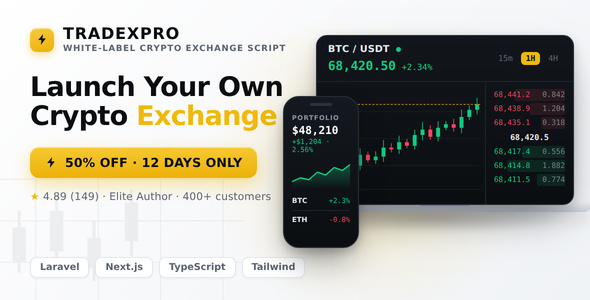 Tradexpro — White Label Crypto Exchange Script | Spot, P2P, Staking, ICO, futures | Laravel, Next.js