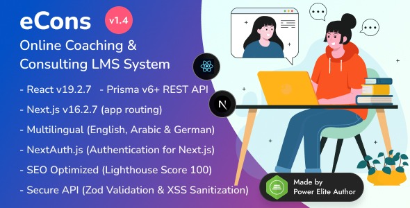 eCons - Next.js 16 Online Coaching & Consulting LMS System