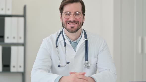 Portrait Young Male Doctor Smiling Camera