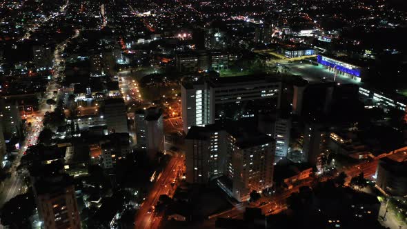 Night downtown Curitiba Brazil. Landmark of city. Capital of Parana state