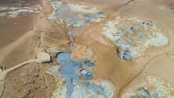 Hverir Geothermal Area and Sulfur Pools. Iceland. Aerial View