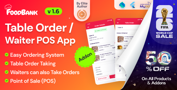 FoodBank - Table Order/Waiter Point Of Sale (POS) App