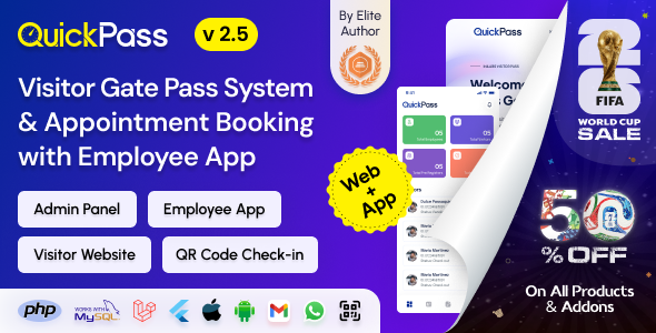QuickPass - Visitor Gate Pass System with Admin Panel, Website & Employee App
