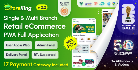 StoreKing - eCommerce (Grocery, Pharmacy, Supershop) App with Laravel Website & Admin Panel with POS