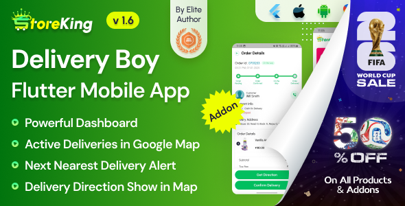 StoreKing - eCommerce (Grocery, Pharmacy, Supershop) Delivery Man Flutter Mobile App