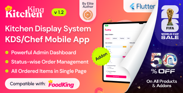 KitchenKing - Smart Restaurant Kitchen Display System (KDS) Mobile App