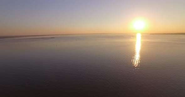 Aerial of Charleston Harbor and Downtown at Sunrise