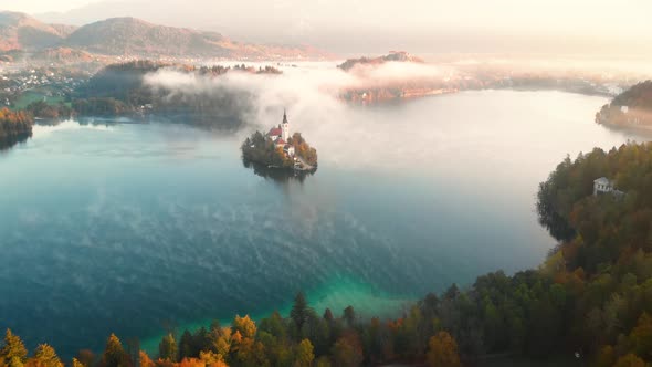 Bled Lake At Sunrise In Slovenia