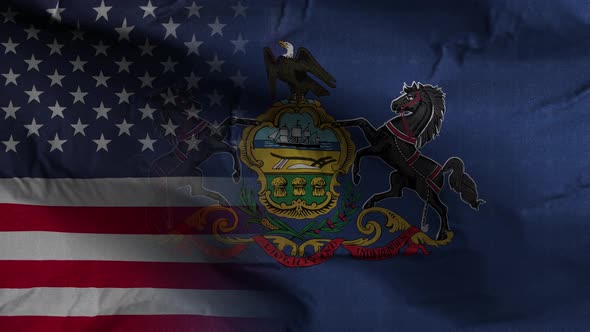 Pennsylvania State Usa Mixed Flag 4K