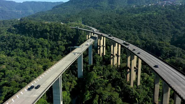 Nature landscape of Imigrantes highway road in Brazil.