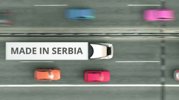 Trailer Trucks with MADE IN SERBIA Text