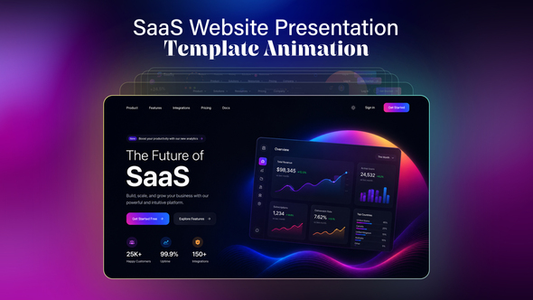 SaaS Website Presentation and App Promo Animation Template for Premiere Pro