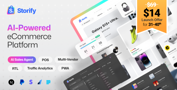 Storify - NextJs eCommerce Platform with POS, AI Sales Agent, PWA & Multi-Vendor
