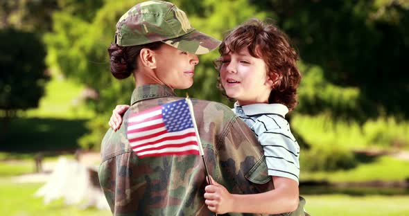 Soldier reunited with her son