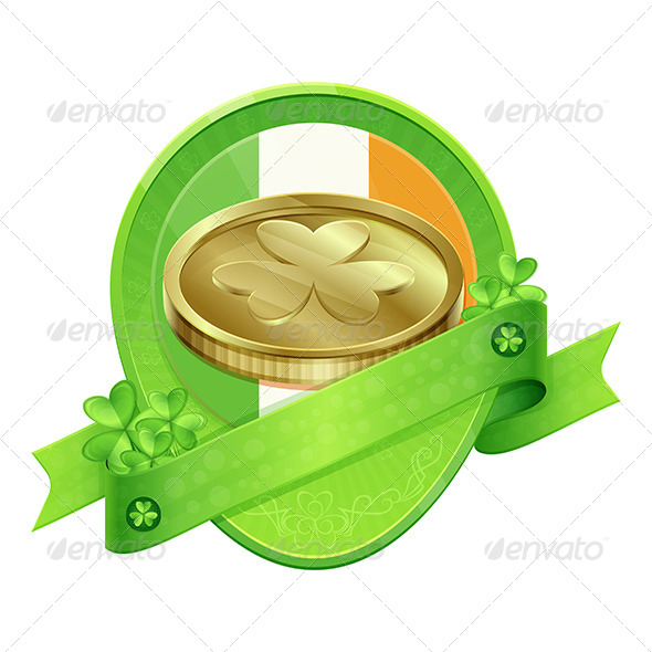 Sticker Gold Coin St Patrick's Day