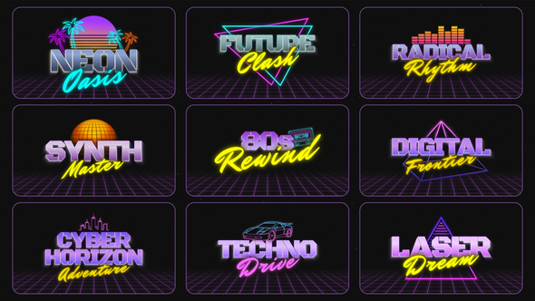 80s Retro Titles Neon Synthwave Text Animations
