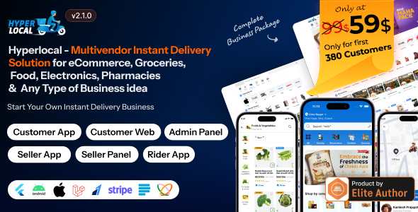 Hyperlocal - Multivendor eCommerce, Grocery, Food, Pharmacy Flutter Delivery app - Admin & Website