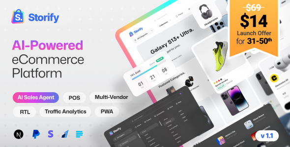 Storify - NextJs eCommerce Platform with POS, AI Sales Agent, PWA & Multi-Vendor