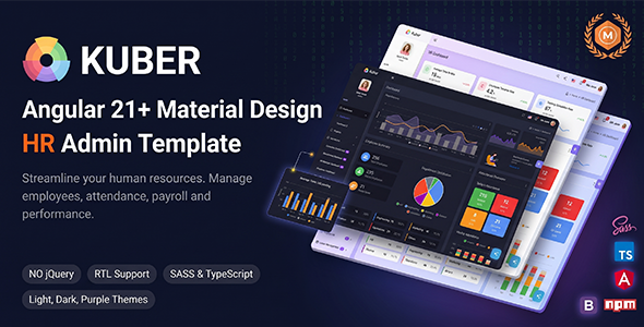Kuber - AI-Powered Angular 21+ HR, Projects & Employee Management Material Design Admin Template
