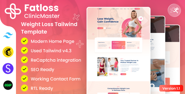 ClinicMaster - Fat Loss & Weight Management Tailwind CSS Template
