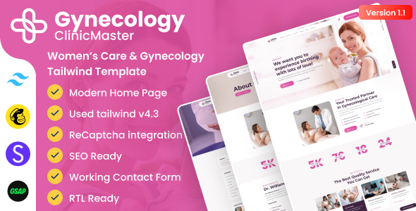 ClinicMaster - Gynecology & Women's Health Tailwind CSS Template