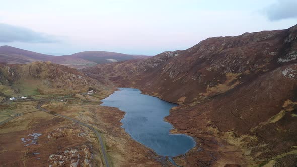 Aerial View of Kiltyfanned Lough By Port in County Donegal - Ireland