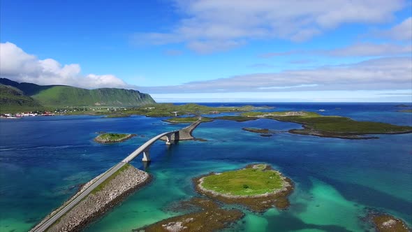 Scenic bridges on Lofoten islands in Norway